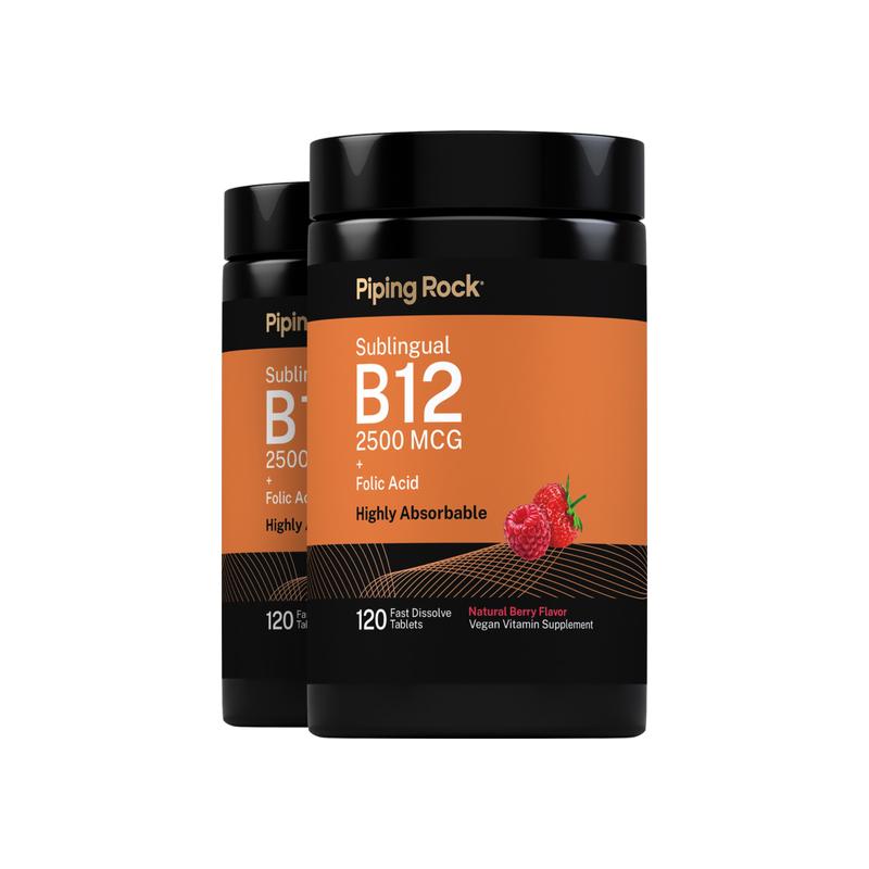 维生素 B12 2500 微克 + 叶酸 400 微克，120 片，共 2 瓶