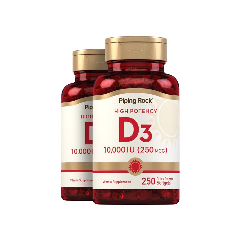 高含量维生素 D3（10000  IU），250 粒，共 2 瓶