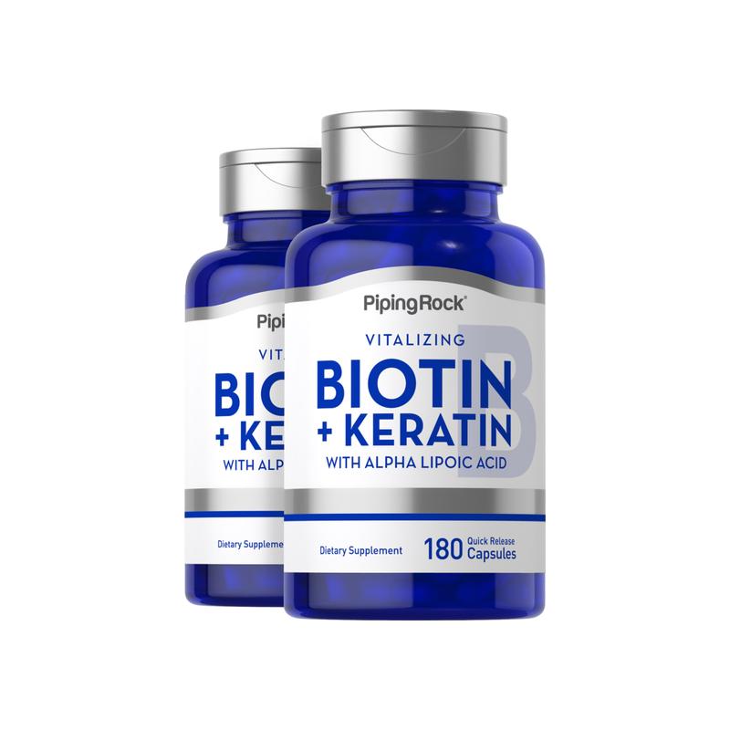 生物素 5000 微克 + 角蛋白，180 粒，共 2 瓶