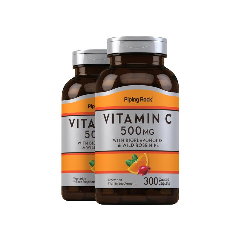 维生素 C 500 毫克 + 生物类黄酮 + 玫瑰果，300 粒剂，共 2 瓶