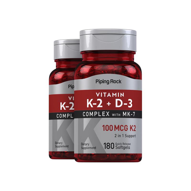 维生素 K2+D3 复合，K2 每粒 100 微克，180 粒 / 瓶，共 2 瓶