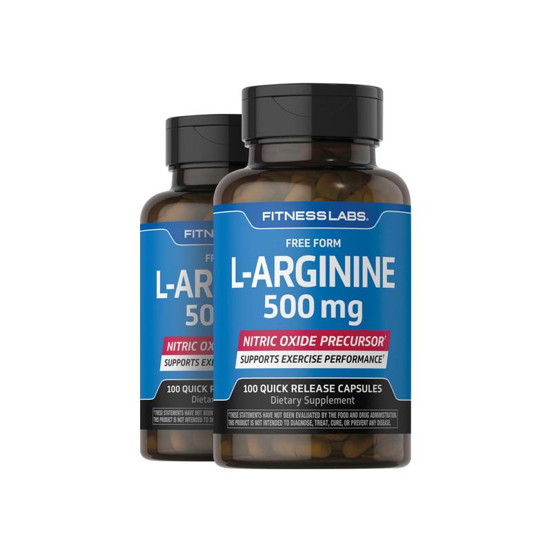 L - 精氨酸，每粒 500 毫克，100 粒胶囊，共 2 瓶