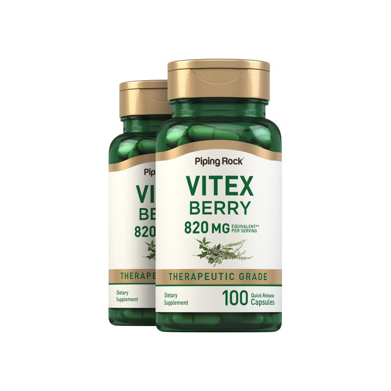 穗花牡荆（贞洁果）提取物，每份 820 毫克，100 粒，共 2 瓶