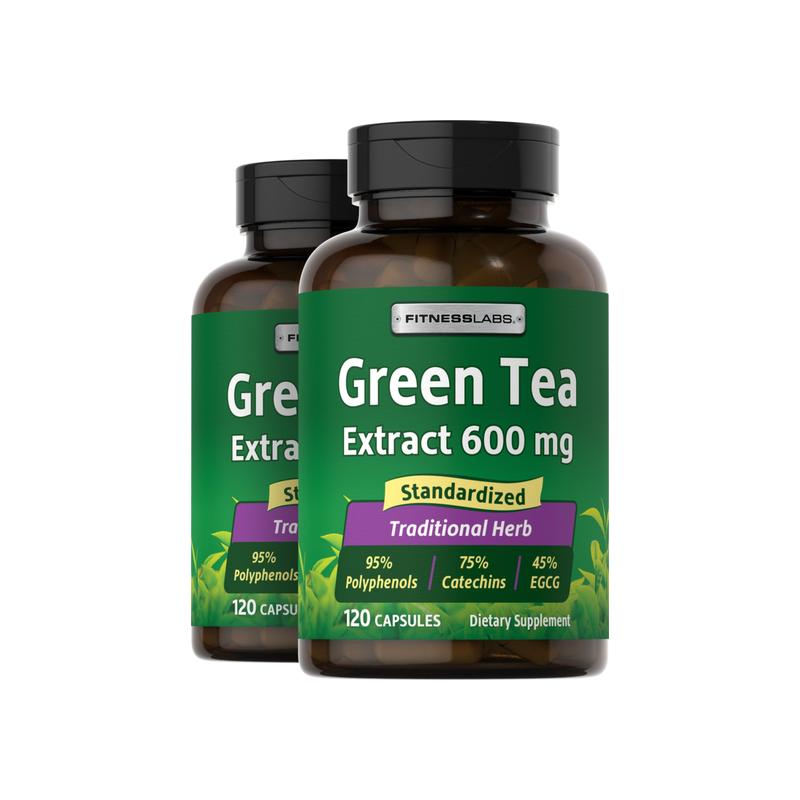 标准化绿茶提取物，每粒 600 毫克，120 粒胶囊，共 2 瓶