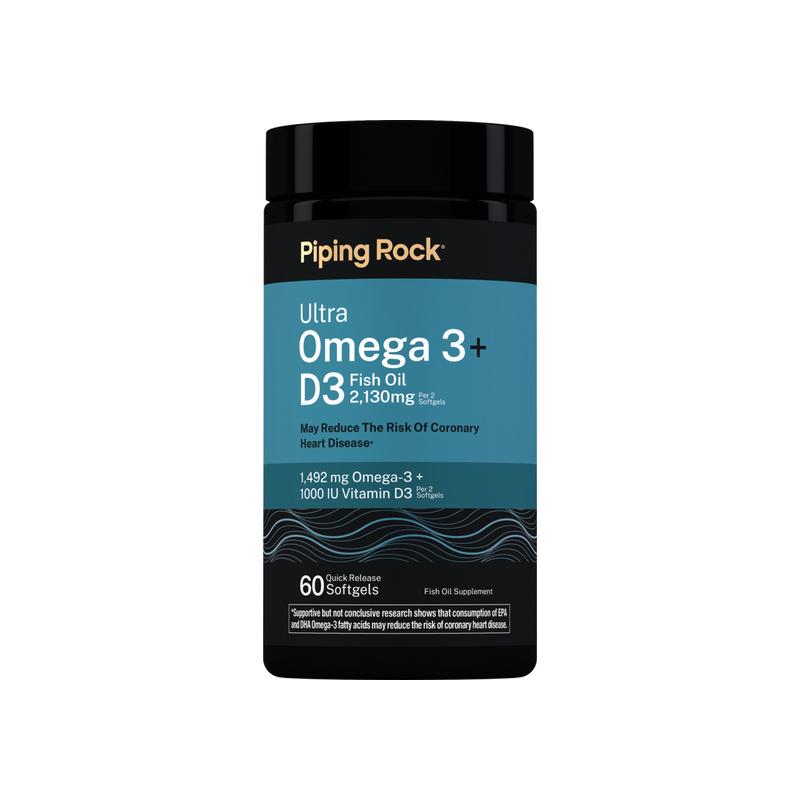 高含量欧米伽 3 + 维生素 D3，60 粒