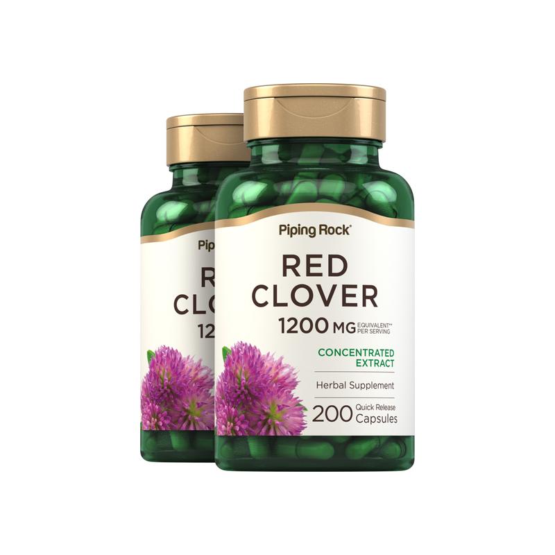 红三叶草提取物，每份 1200 毫克，200 粒，共 2 瓶