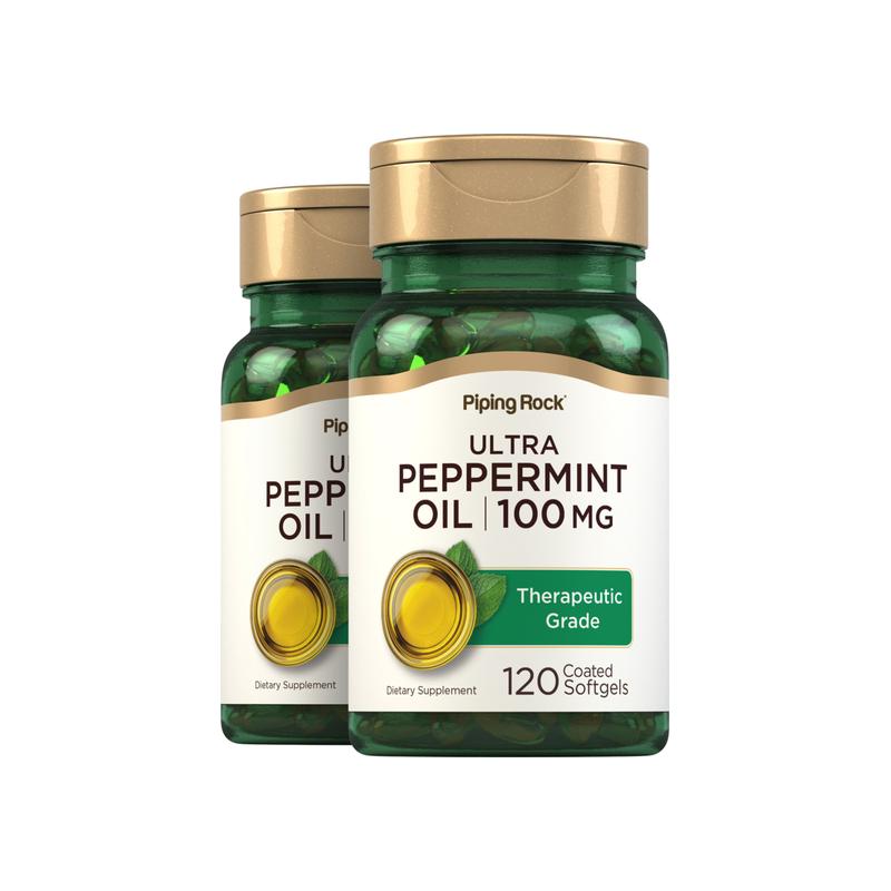 肠溶型高浓度薄荷油，每粒 100 毫克，120 粒包衣软胶囊，共 2 瓶