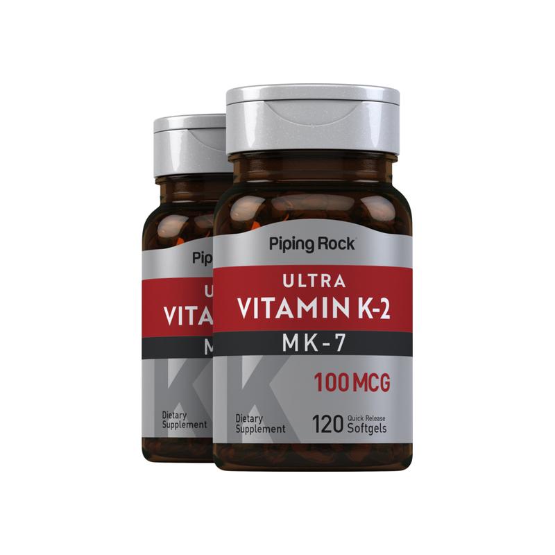 高活性 MK-7 型维生素 K2，每粒 100 微克，120 粒，共 2 瓶